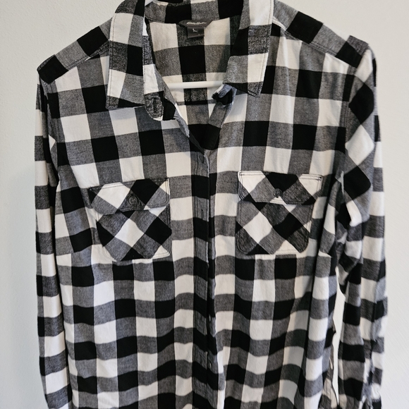 Eddie Bauer Tops - Eddie Bauer Black and White Checkered Women's Shirt